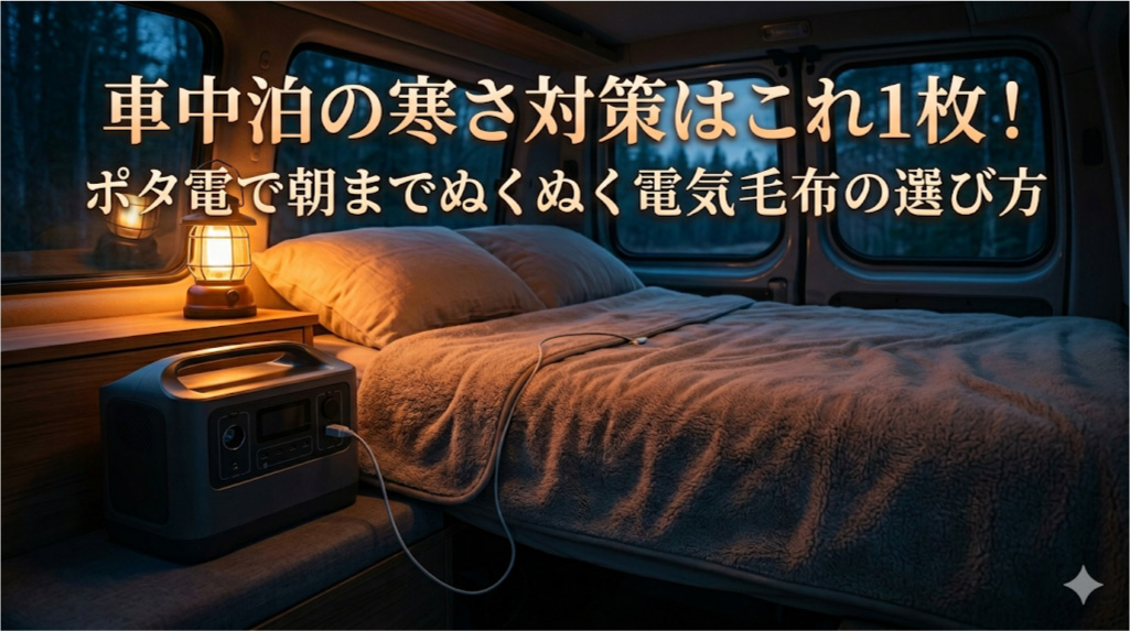 車中泊の寒さ対策は電気毛布が正解！ポタ電で朝までぬくぬく過ごす選び方3選