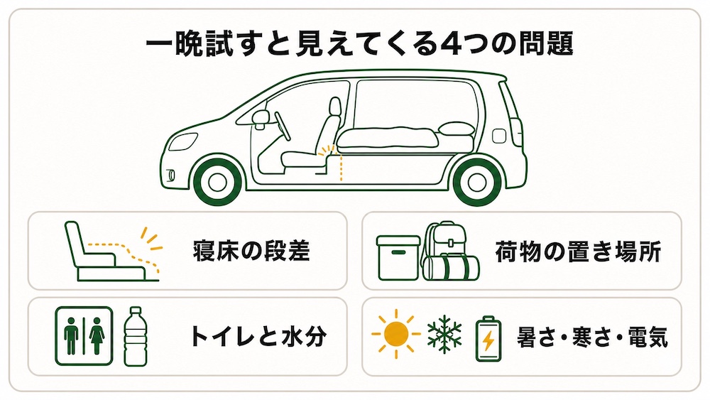 一晩試すと見えてくる4つの問題